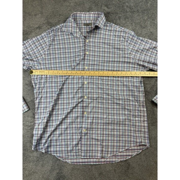 Peter Millar Button Up Shirt Mens Size XL Checker Long Sleeve Summer Comfort - Picture 5 of 8